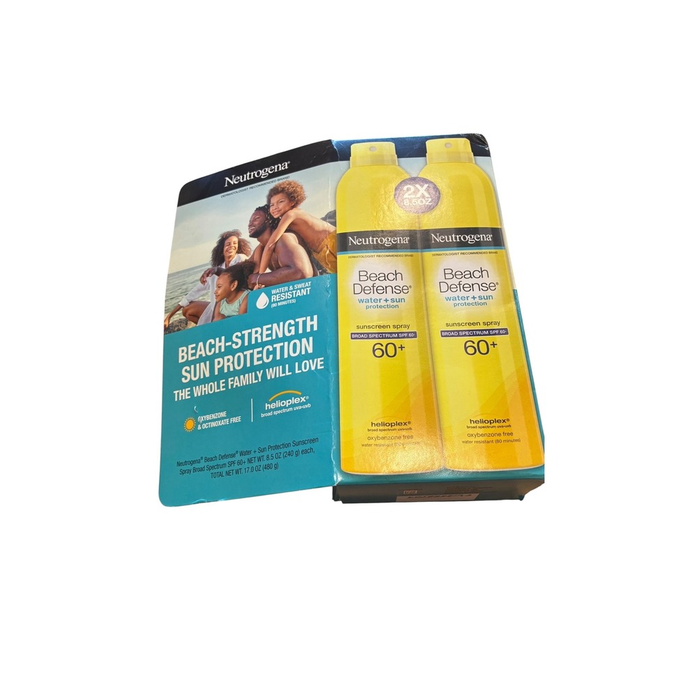 Neutrogena Beach Defense Sunscreen Spray SPF 60+ 8.5 oz 2-Pack Oxybenzone Free